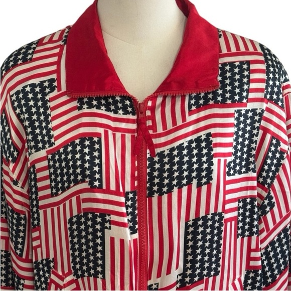 LAVON Vintage USA‎ Flag Windbreaker Jacket L 4th of July Parade Party Patriotic - Picture 4 of 8